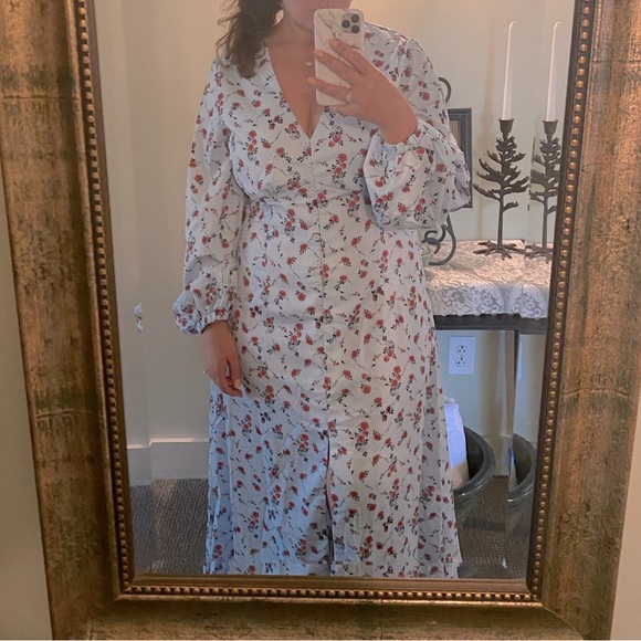 Button Up Light Blue Floral Dress 14 - Picture 2 of 7